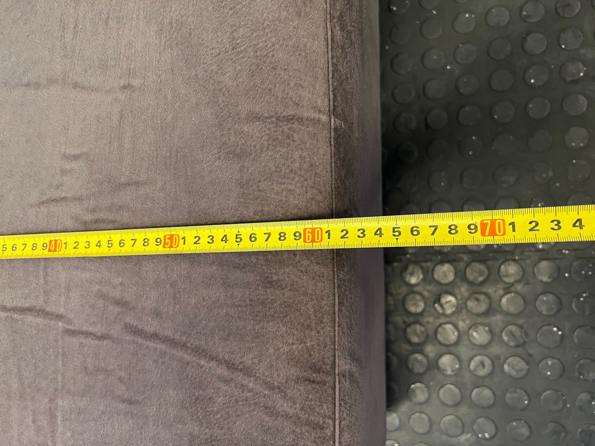 Stylish Brown Fabric Ottoman with Wooden Legs – Minor Wear