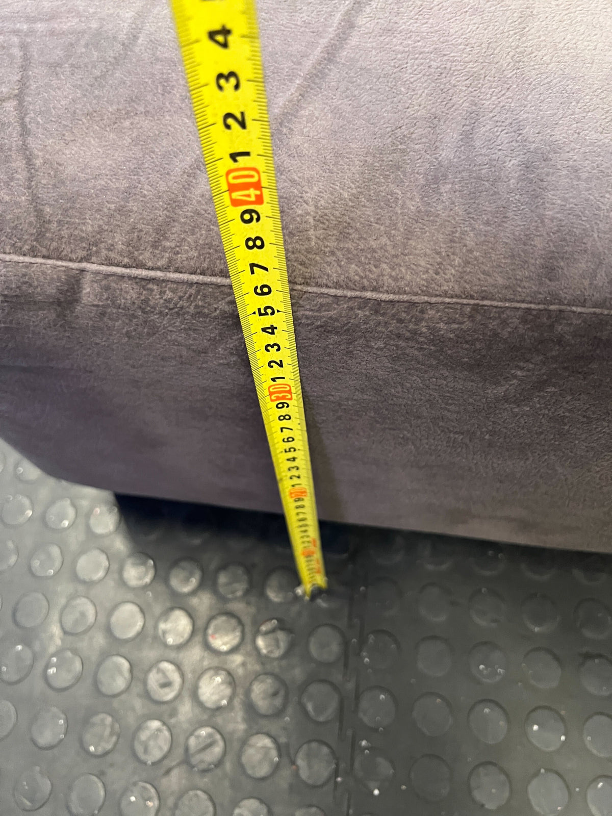 Stylish Brown Fabric Ottoman with Wooden Legs – Minor Wear