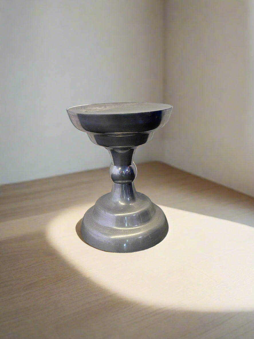 Stylish Silver Metal Accent Table - Modern Design with Minor Wear