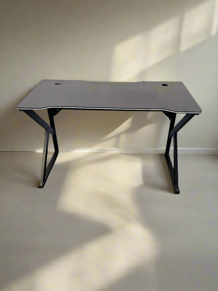 Sleek Black Rectangular Desk with Metal Frame – Minor Surface Marks
