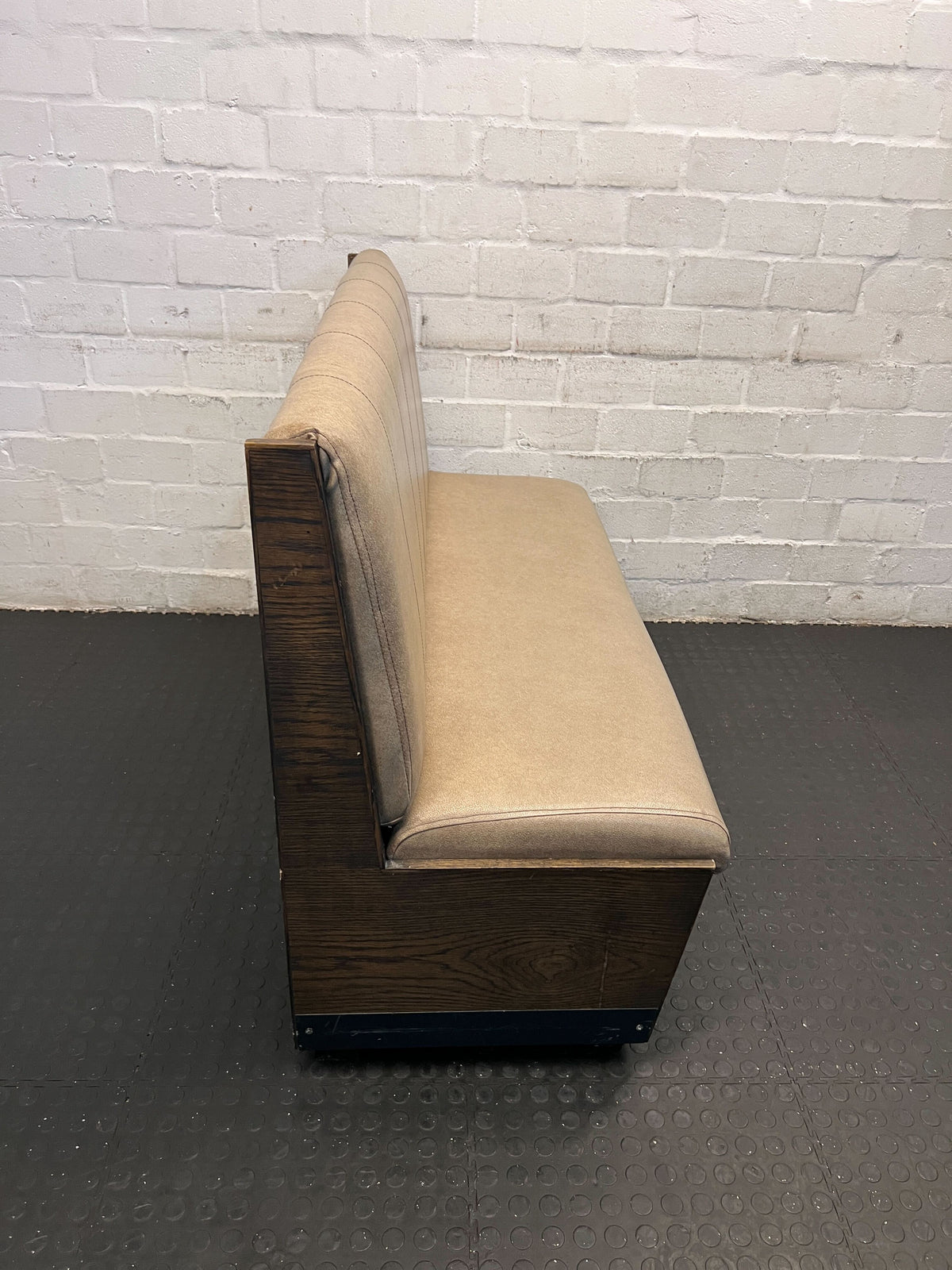 SINGLE SIDED - 140CM - Stylish Beige Upholstered Restaurant Booth Seat Wooden Frame - Minor Wear & Tear