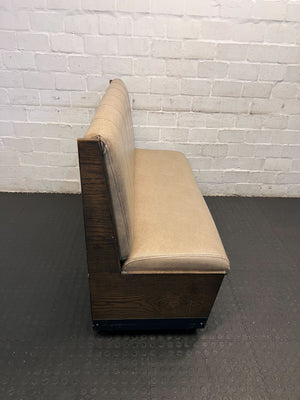 SINGLE SIDED - 140CM - Stylish Beige Upholstered Restaurant Booth Seat Wooden Frame - Minor Wear & Tear