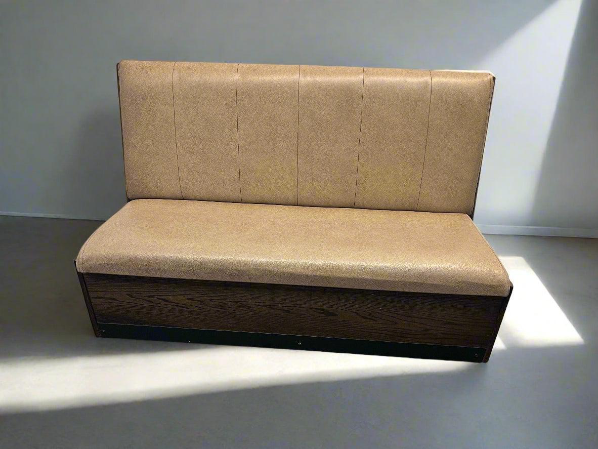 SINGLE SIDED - 140CM - Stylish Beige Upholstered Restaurant Booth Seat Wooden Frame - Minor Wear & Tear