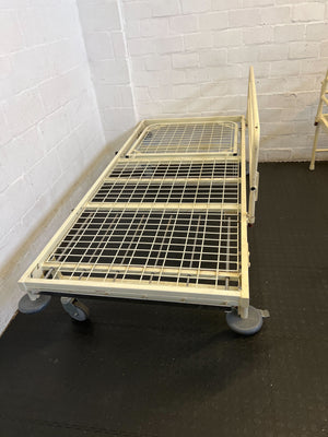 Sturdy White Metal Hospital Bed with Wheels