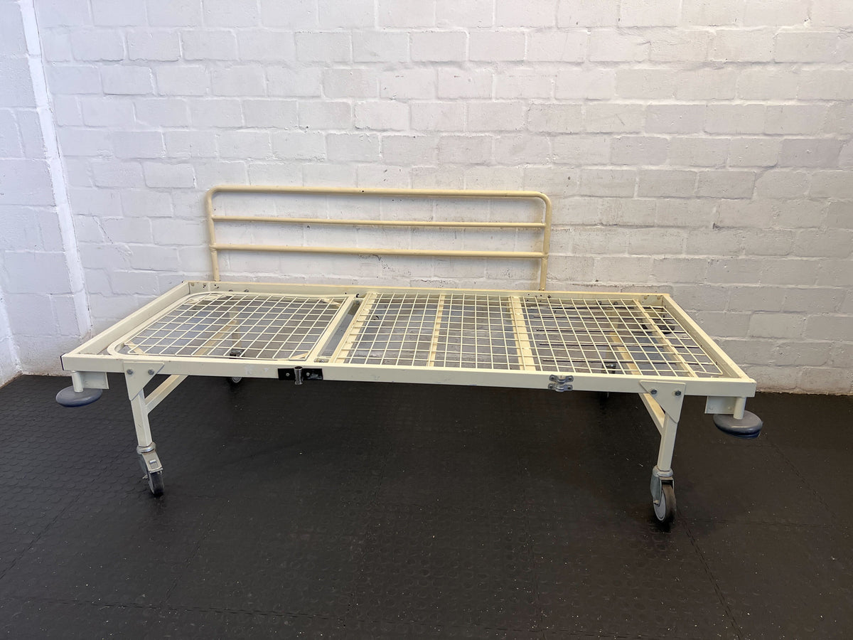 Sturdy White Metal Hospital Bed with Wheels