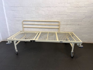 Sturdy White Metal Hospital Bed with Wheels