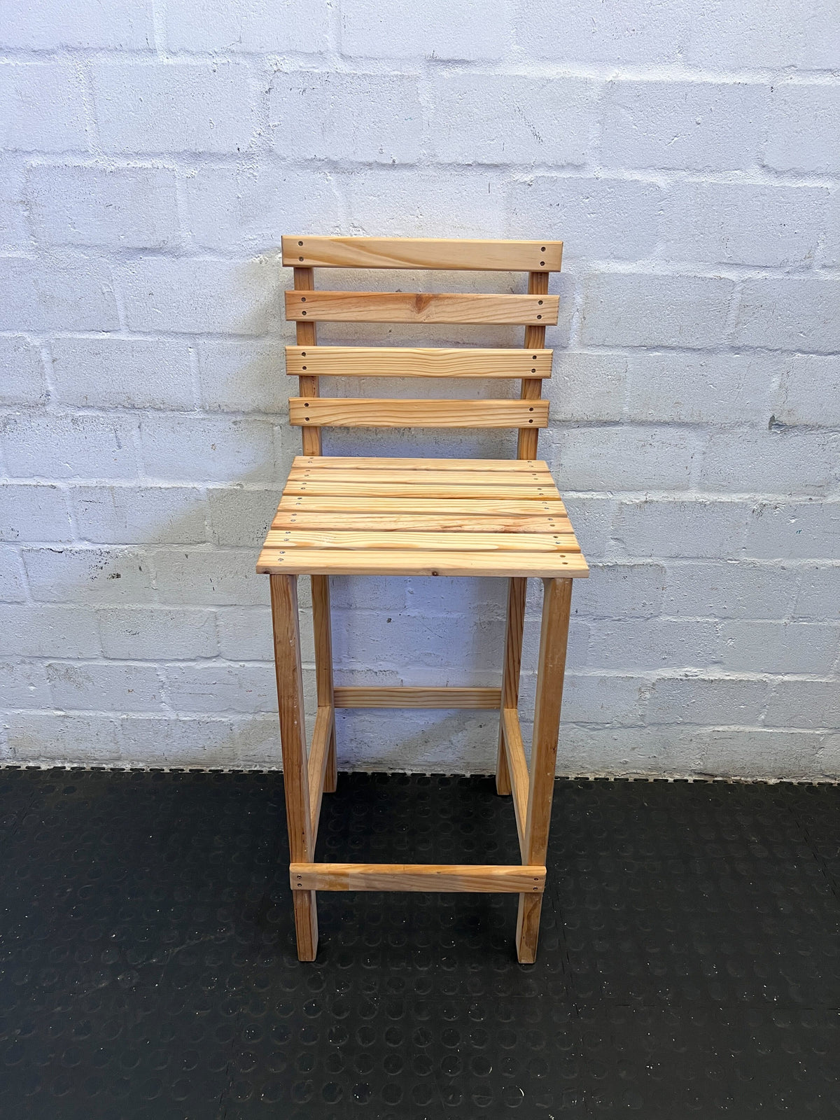Stylish Wooden Bar Stool - Light Pine, Rustic Design, Minor Scratches