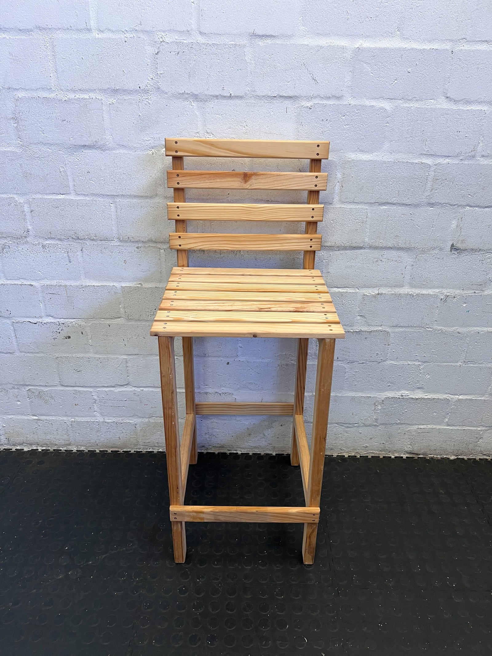 Stylish Wooden Bar Stool - Light Pine, Rustic Design, Minor Scratches