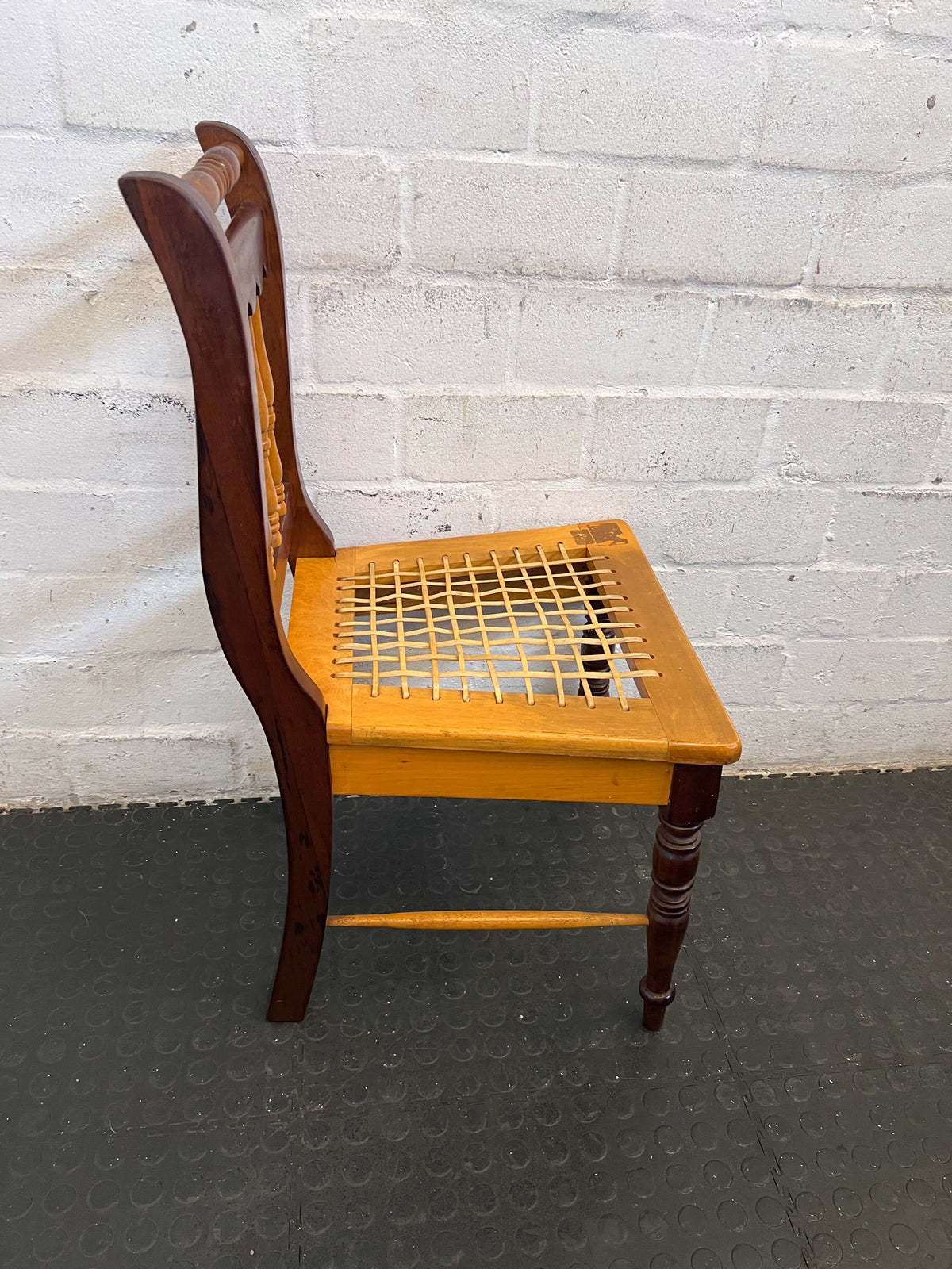 Vintage Wooden Chair with Stripped Seat – Classic Charm - Reduced