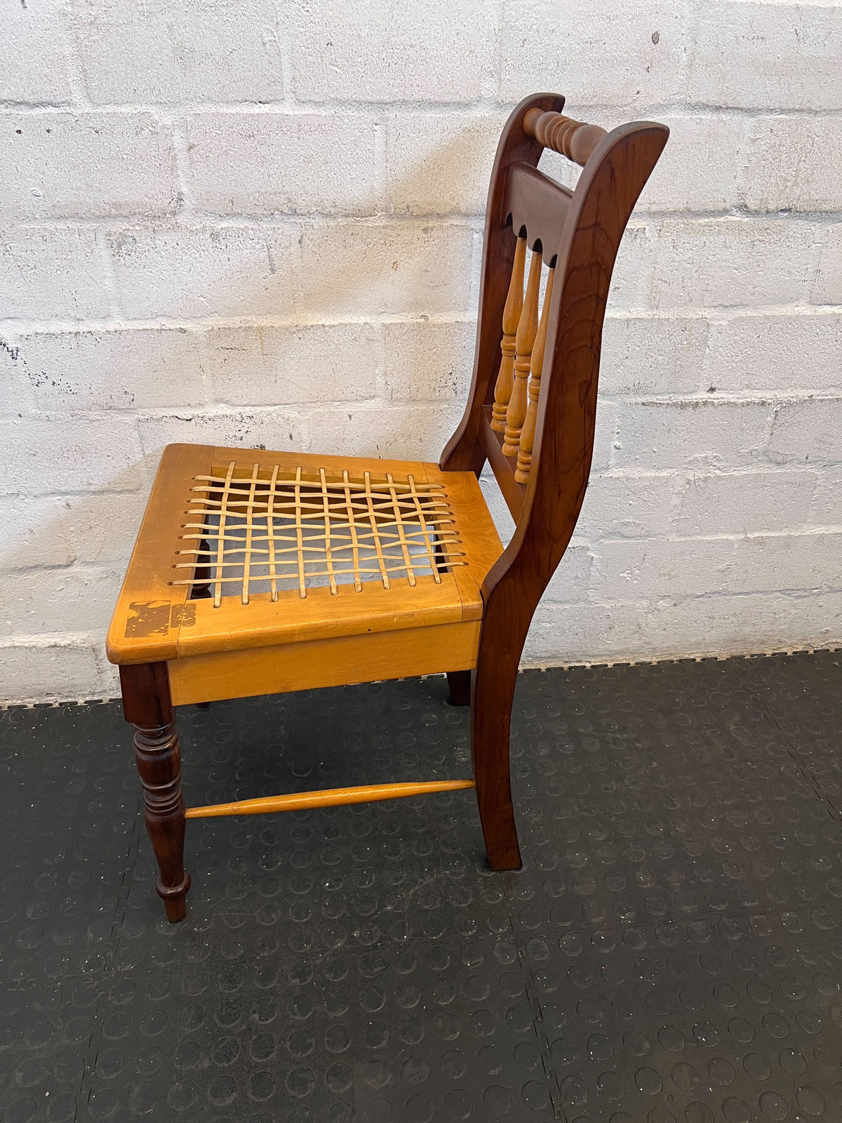 Vintage Wooden Chair with Stripped Seat – Classic Charm - Reduced