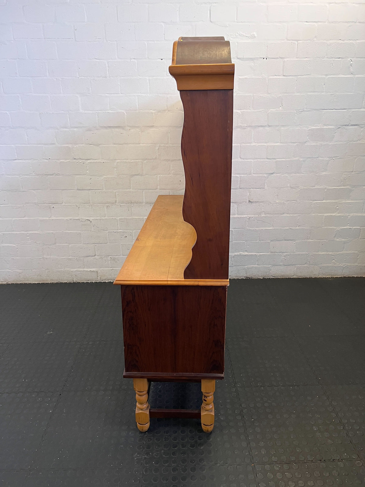 Rustic Oak & Mahogany Sideboard Cabinet with Shelves and Drawers