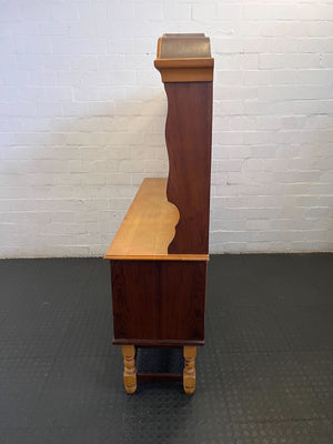 Rustic Oak & Mahogany Sideboard Cabinet with Shelves and Drawers