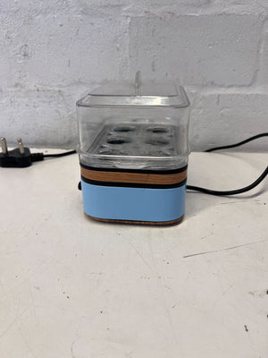 Stylish Blue Electric Egg Cooker with Transparent Lid – Minor Wear