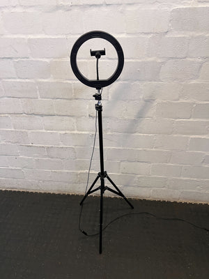 🔆 Adjustable Black Ring Light with Tripod Stand – Like New!
