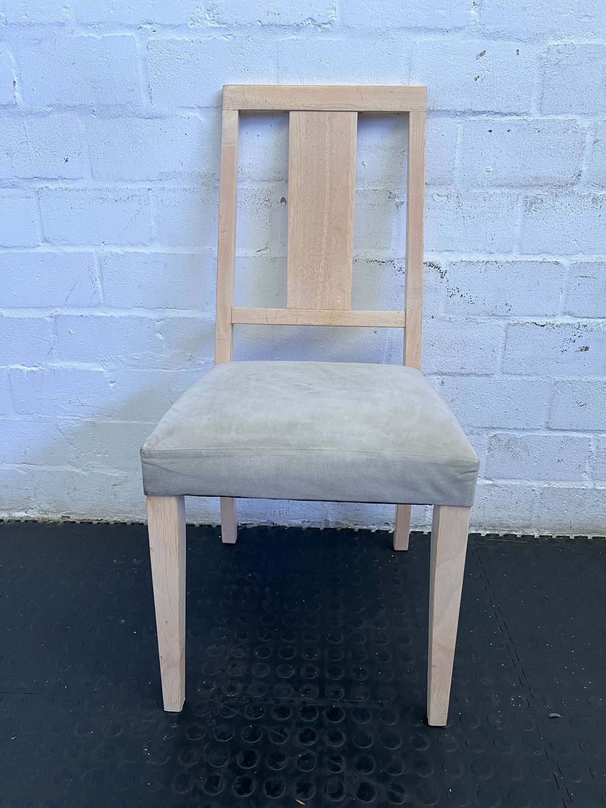 Modern Beige Upholstered Dining Chair with Light Wooden Frame