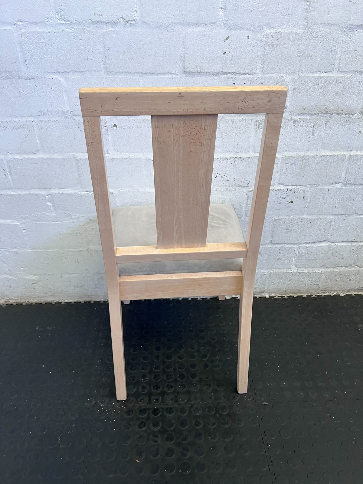 Modern Beige Upholstered Dining Chair with Light Wooden Frame