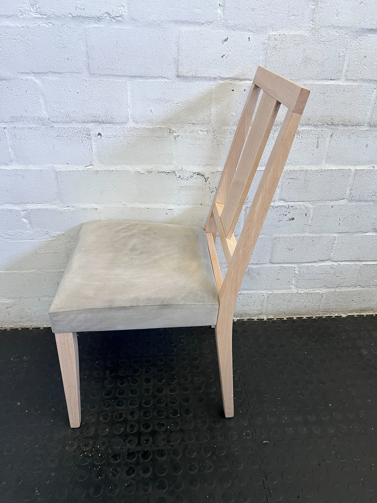 Modern Beige Upholstered Dining Chair with Light Wooden Frame