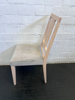 Modern Beige Upholstered Dining Chair with Light Wooden Frame