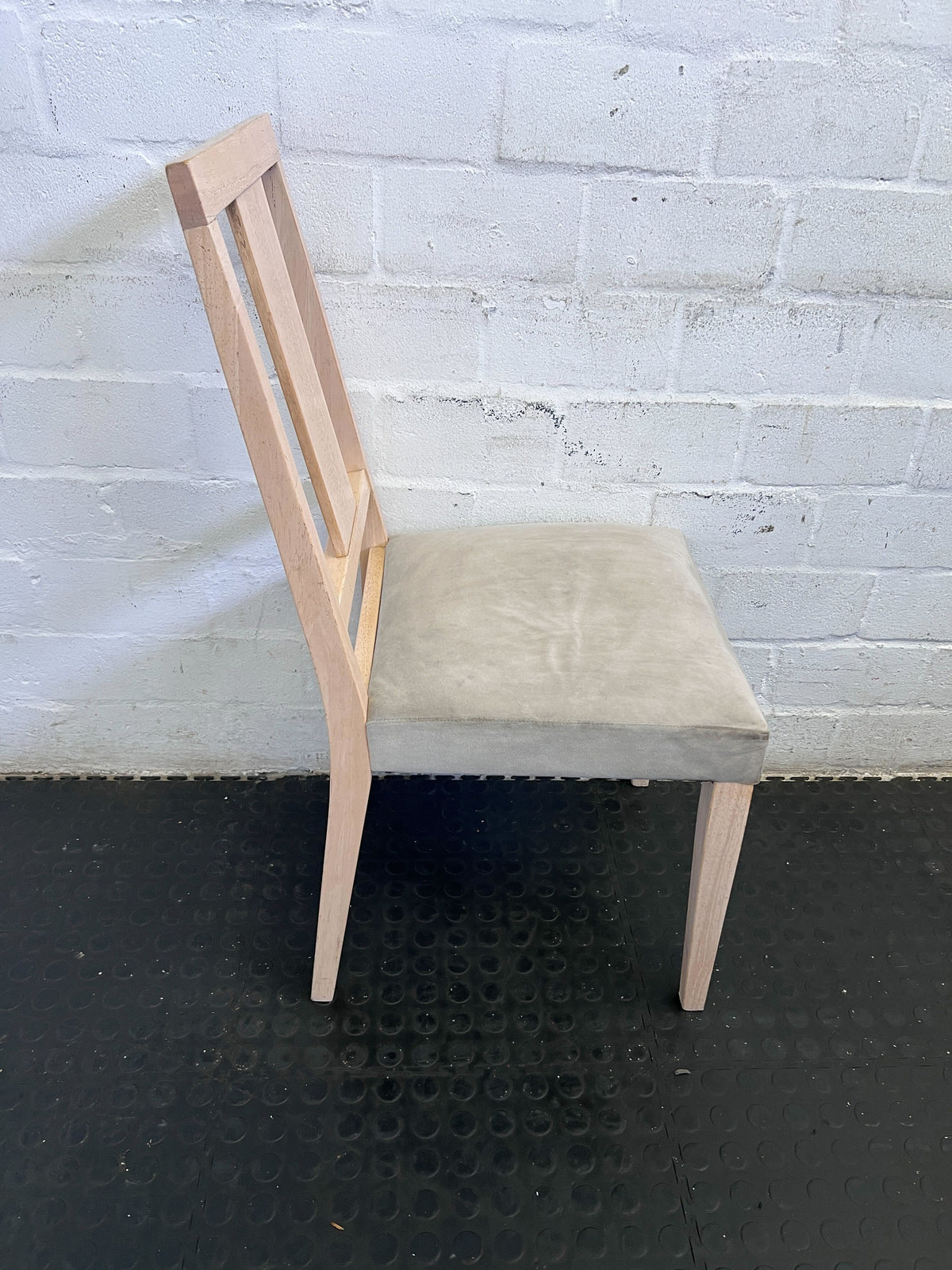 Modern Beige Upholstered Dining Chair with Light Wooden Frame