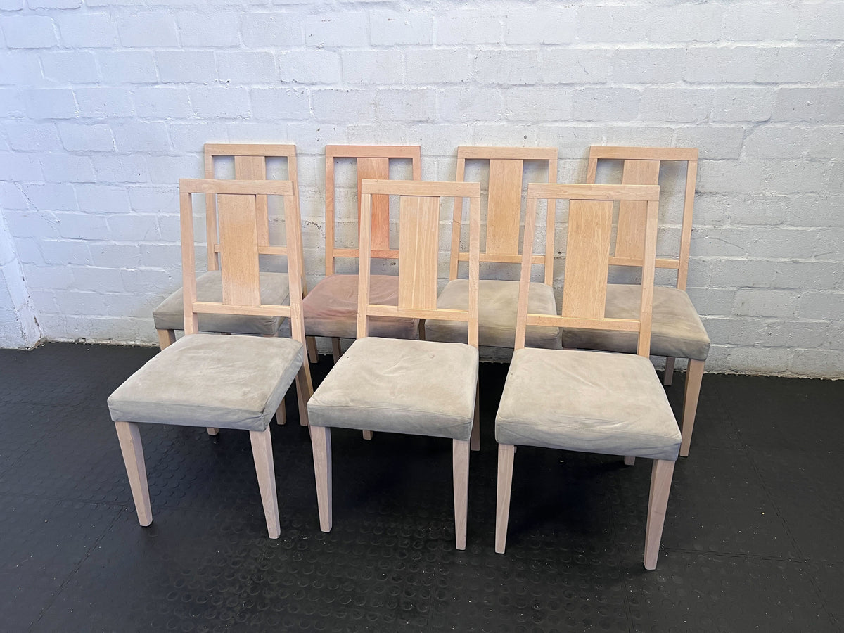 Modern Beige Upholstered Dining Chair with Light Wooden Frame