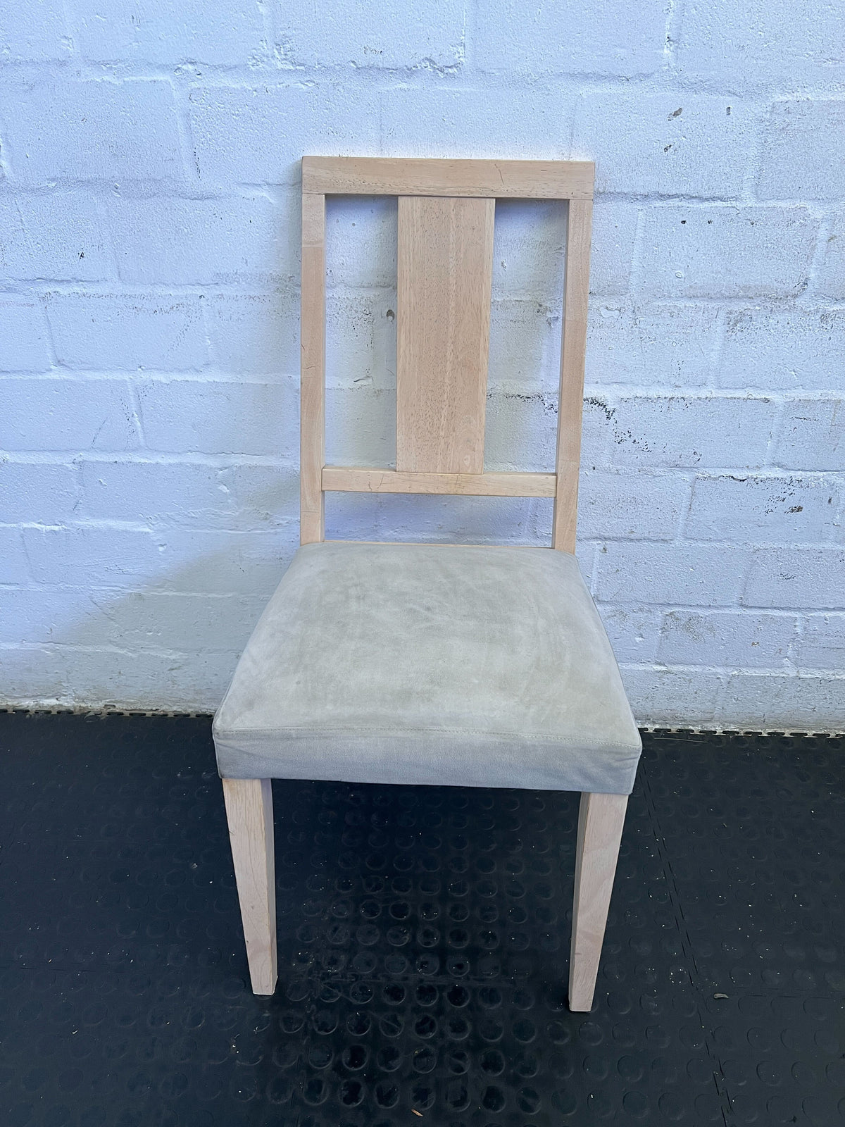 Modern Beige Upholstered Dining Chair with Light Wooden Frame