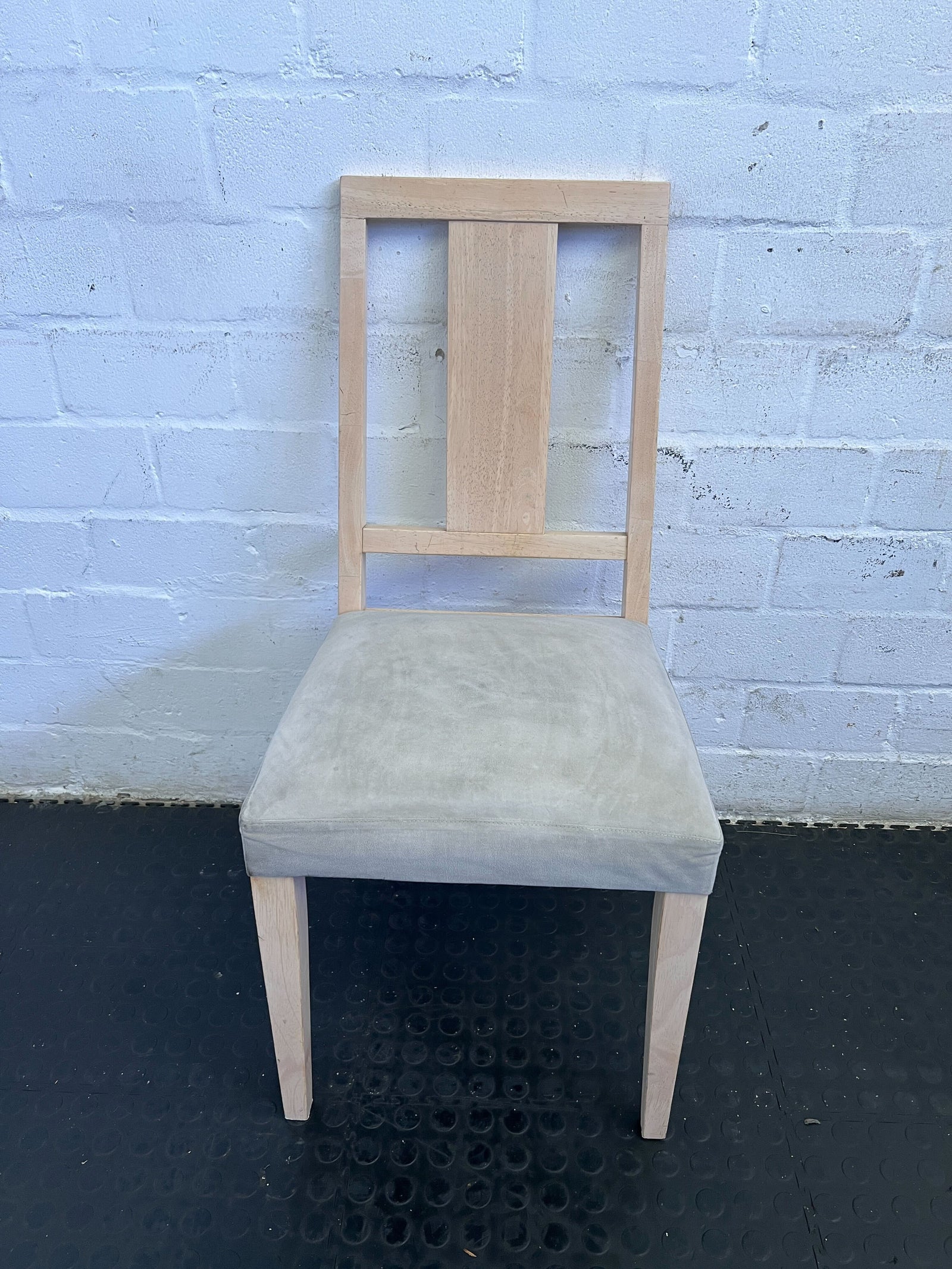 Modern Beige Upholstered Dining Chair with Light Wooden Frame