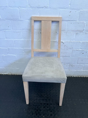 Modern Beige Upholstered Dining Chair with Light Wooden Frame