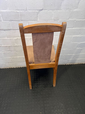 Vintage Wooden Dining Chair with Beige Upholstered Seat