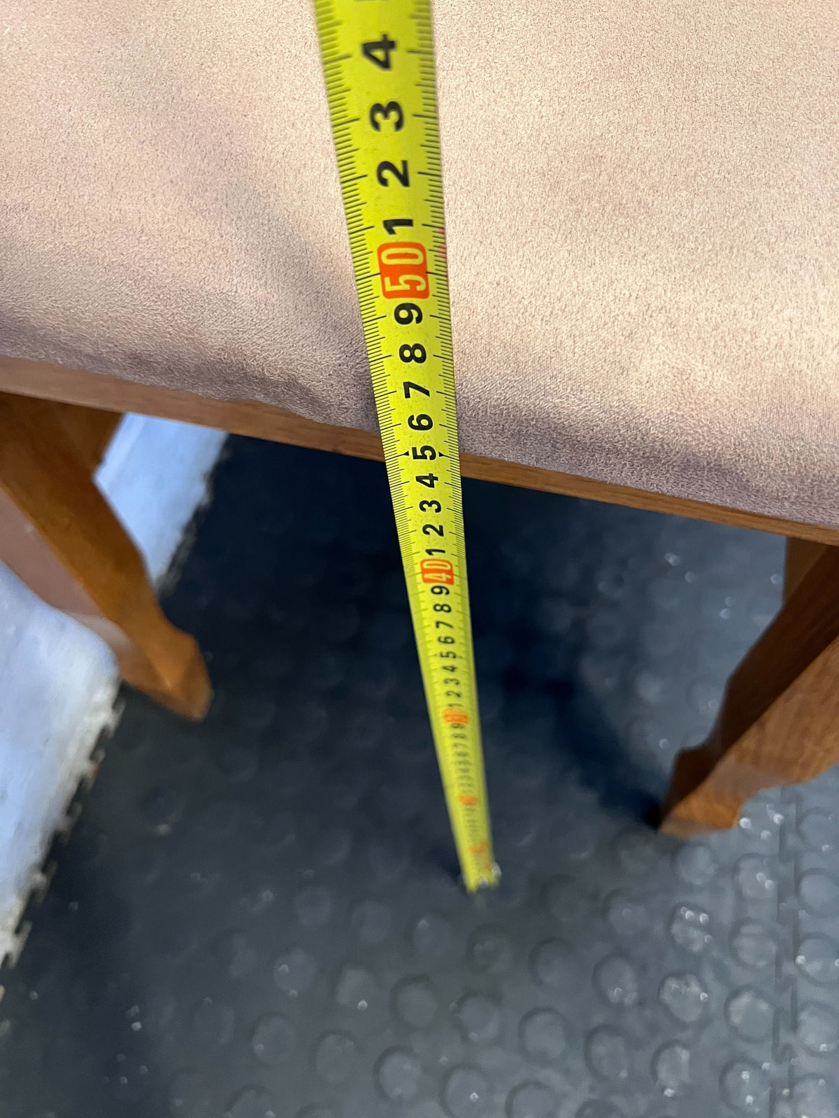 Vintage Wooden Dining Chair with Beige Upholstered Seat