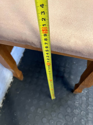 Vintage Wooden Dining Chair with Beige Upholstered Seat