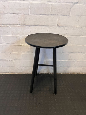 Vintage Black Round Wooden Stool with Minor Wear