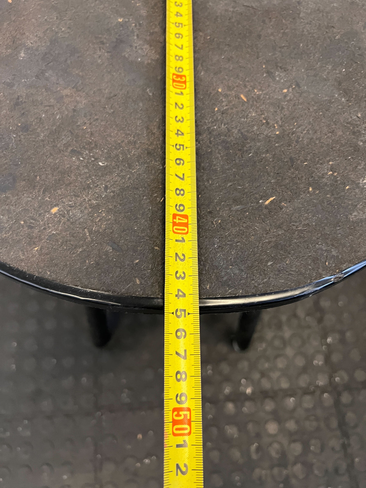 Vintage Black Round Wooden Stool with Minor Wear