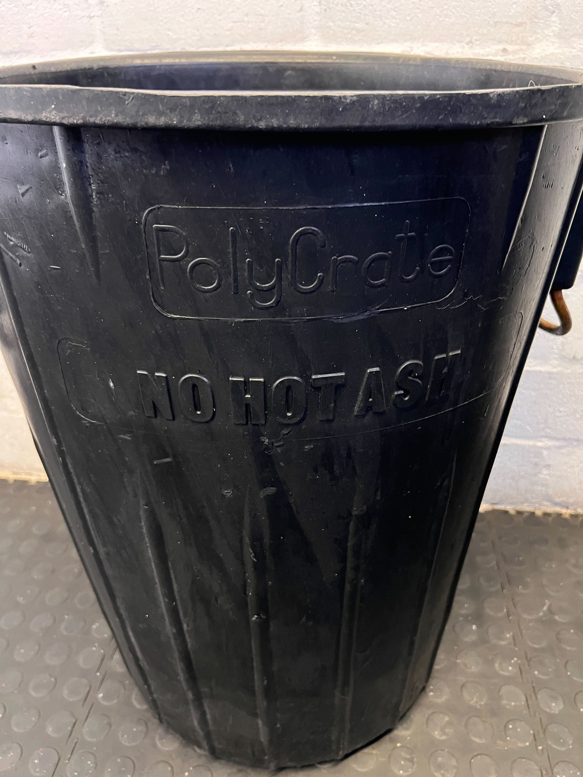 Durable Black PolyCrate Waste Bin with Handles - Light Scratches