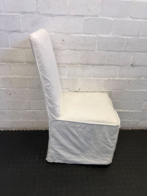 Elegant White Fabric Dining Chair with Minor Wear