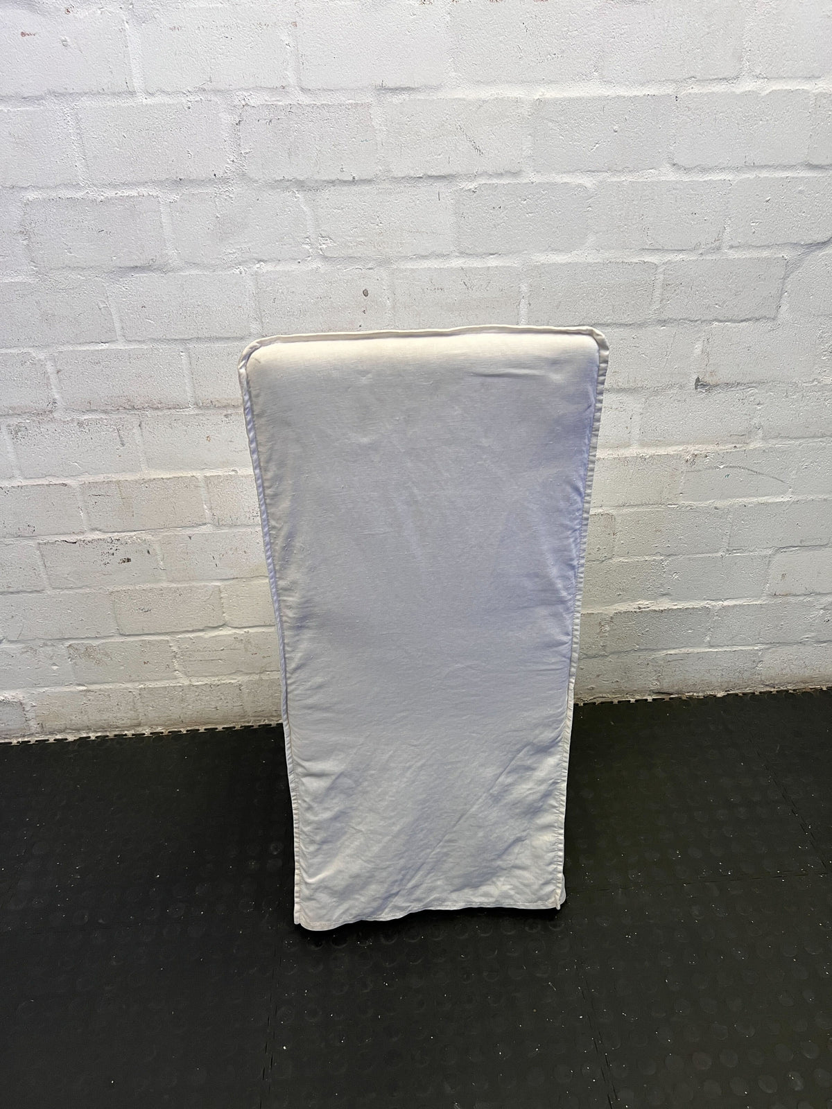 Elegant White Fabric Dining Chair with Minor Wear