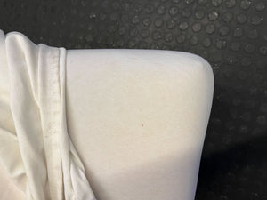 Elegant White Fabric Dining Chair with Minor Wear