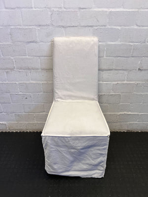 Elegant White Fabric Dining Chair with Minor Wear