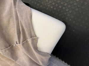 Stylish Beige Upholstered Dining Chair with Minor Wear