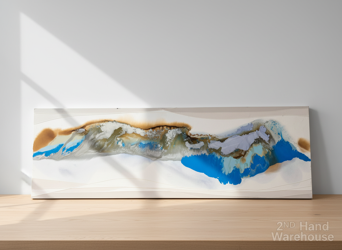 Abstract Horizon: Blue & Earth Tone Wall Art - 2.2 x 0.7m