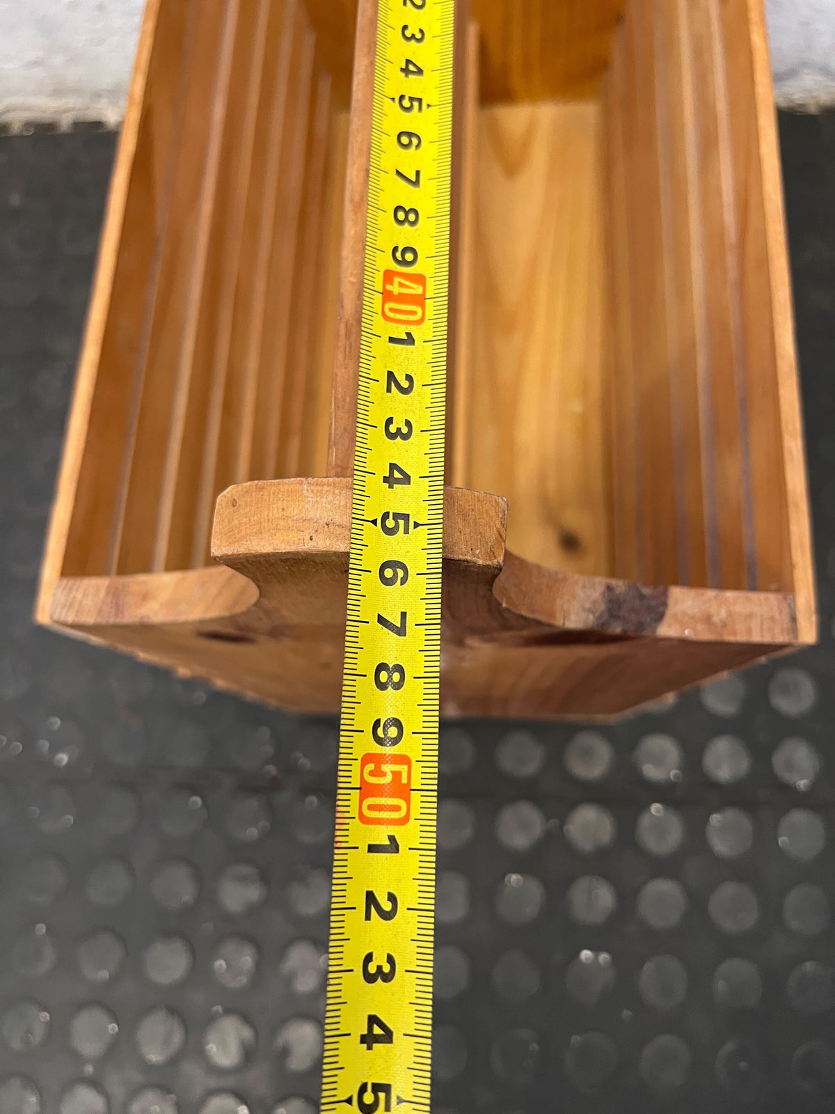 Rustic Wooden Slatted Storage Caddy with Handle