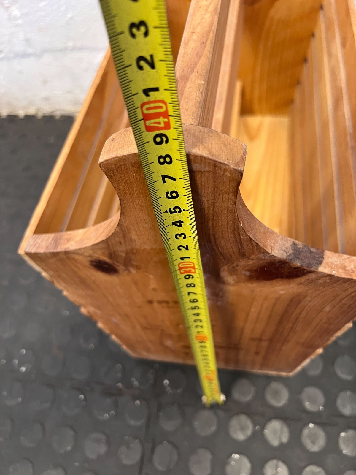 Rustic Wooden Slatted Storage Caddy with Handle