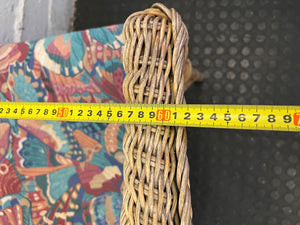 Charming Vintage Wicker Chair with Colorful Cushion