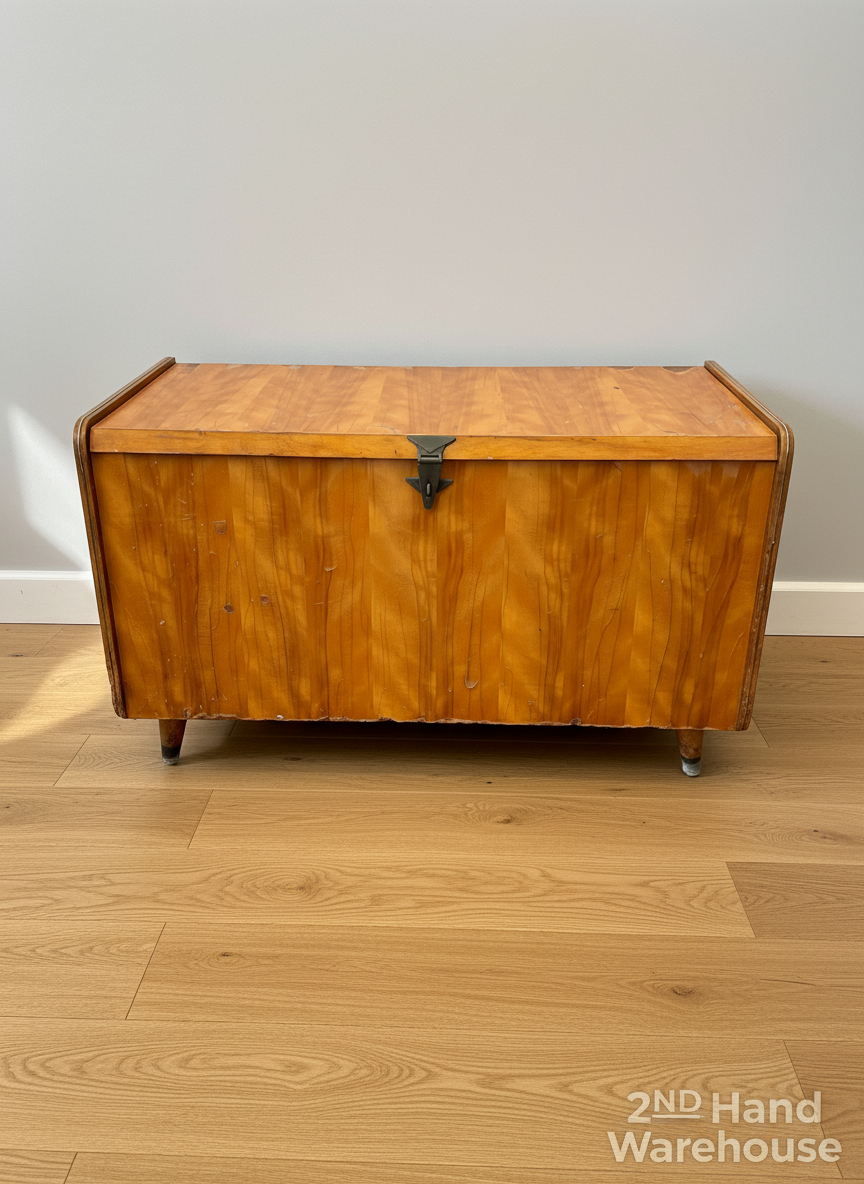 Vintage Wood Storage Chest with Latch