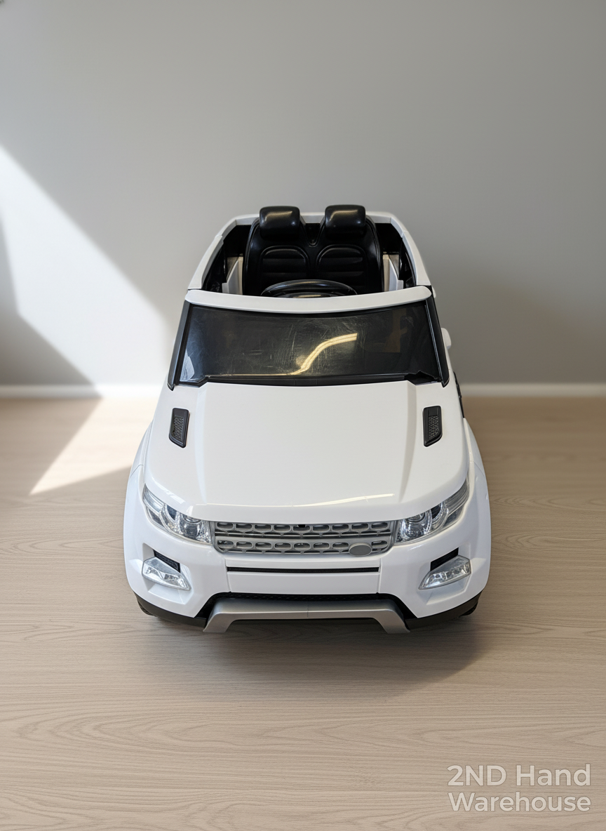 Pre-Loved White Ride-On Toy Car - Kids' Electric Adventure - Has No Remote Battery needs replacement