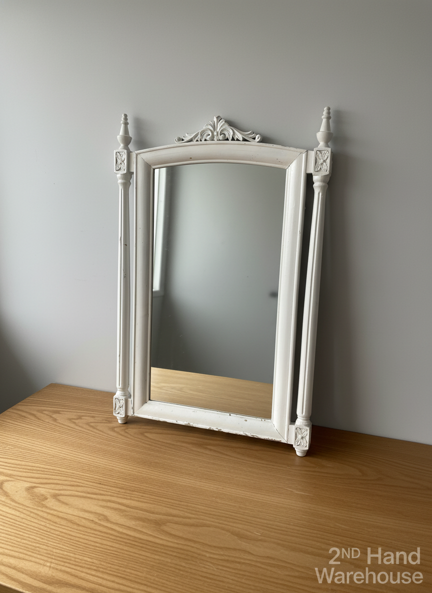 Charming Shabby Chic Ornate White Wall Mirror