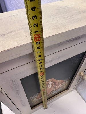 Charming Vintage Wooden Bunny-Themed Wall Decor Cabinet