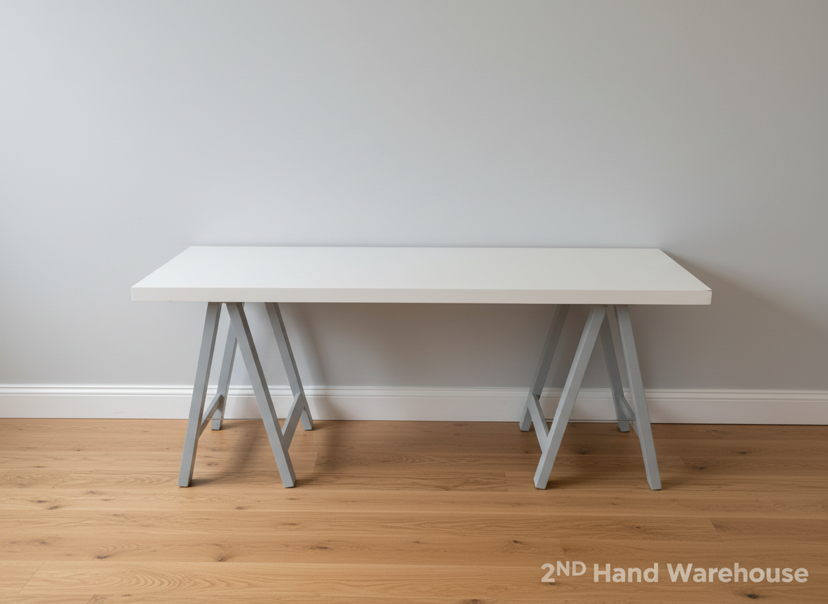 Versatile White & Grey Trestle Desk / Table