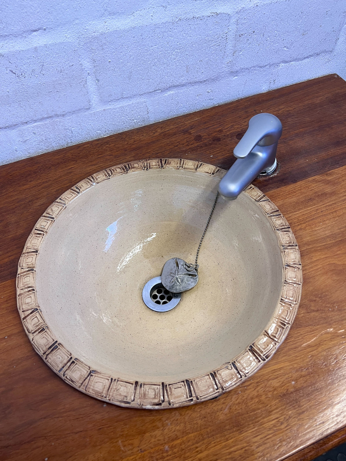 Charming Vintage Wooden Washstand with Basin & Faucet