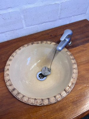 Charming Vintage Wooden Washstand with Basin & Faucet