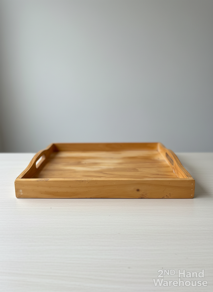 Rustic Wooden Serving Tray with Handles ✨ - 2ndhandwarehouse.com